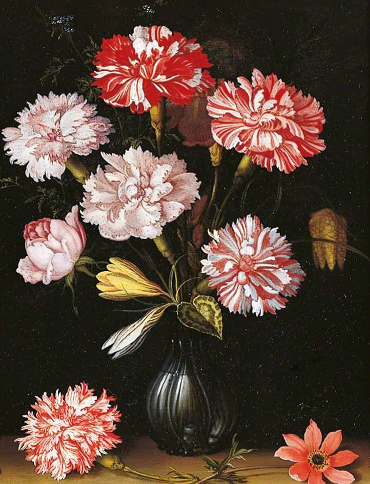 pintura Claveles En Un Jarrón - Balthasar Van Der Ast