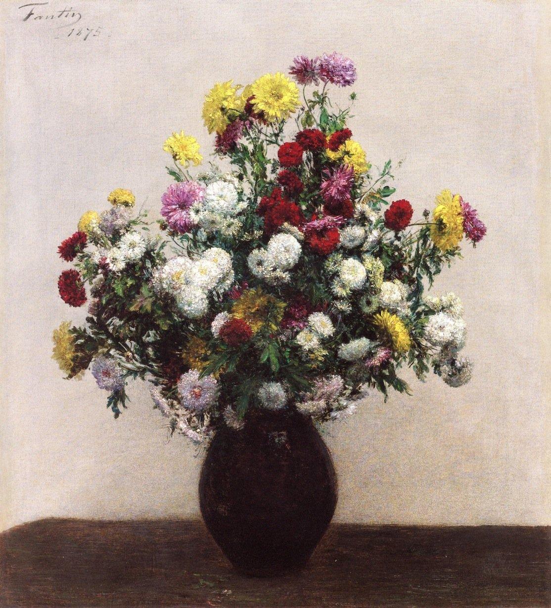 pintura Crisantemos - Henri Fantin-Latour