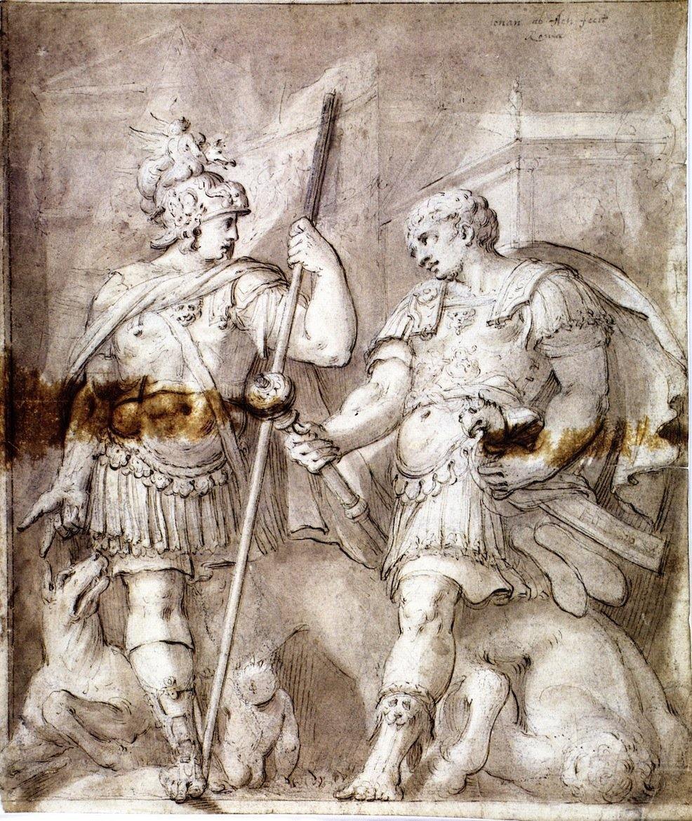 pintura Dos Guerreros - Hans von Aachen