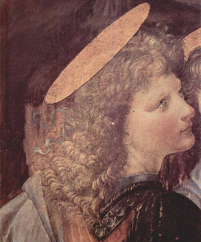 pintura El Bautismo de Cristo - Andrea del Verrocchio