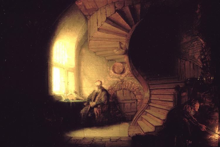 pintura El Filósofo En Meditación - Rembrandt