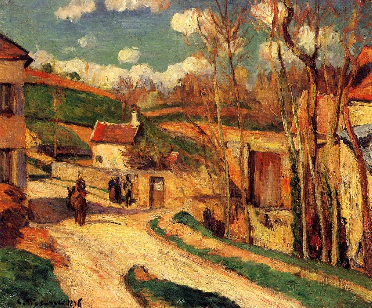 pintura Encrucijada En Lhermitage, Pontoise - Camille Pissarro