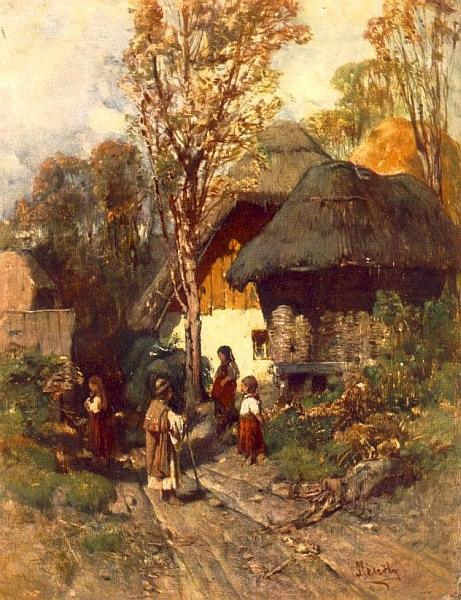 pintura Fin Del Pueblo - Geza Meszoly