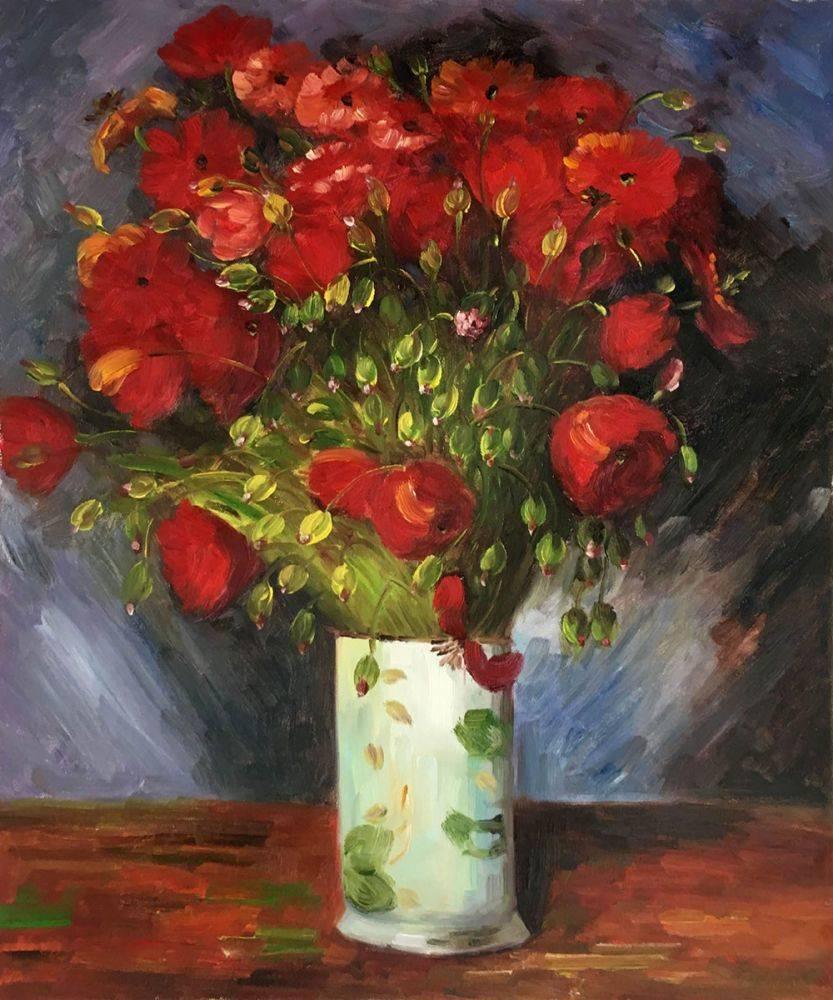 pintura Florero Con Amapolas Rojas - Vincent Van Gogh