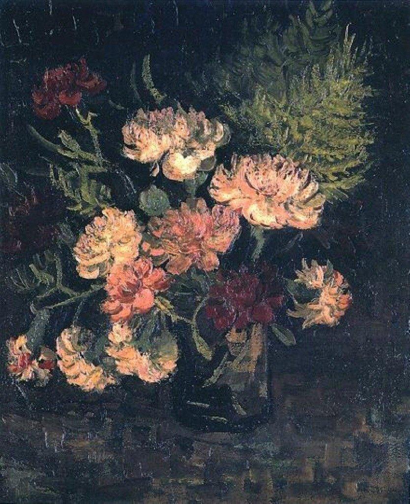 pintura Florero Con Claveles - Vincent Van Gogh