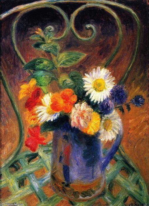 pintura Flores En Una Silla De Jardín - William Glackens