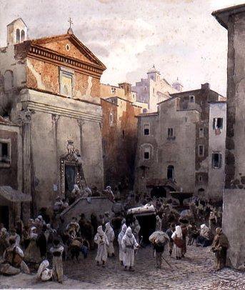 pintura Funeral En Palestina - Achenbach Oswald