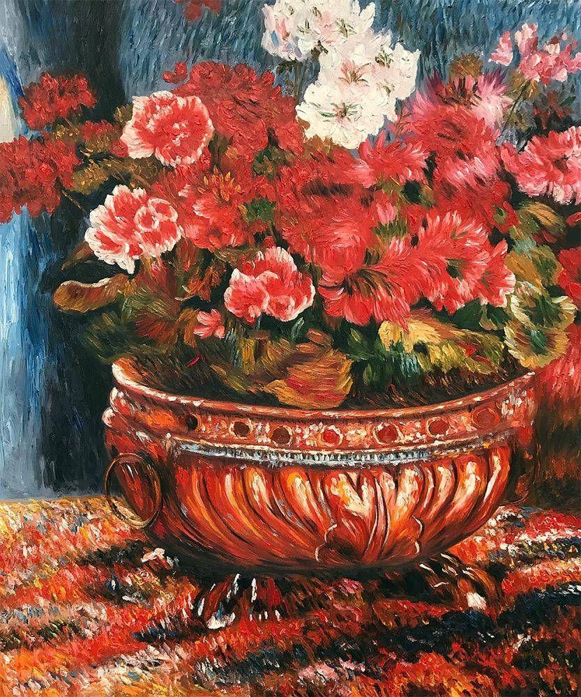 pintura Geranios En Una Cuenca De Cobre - Pierre-Auguste Renoir