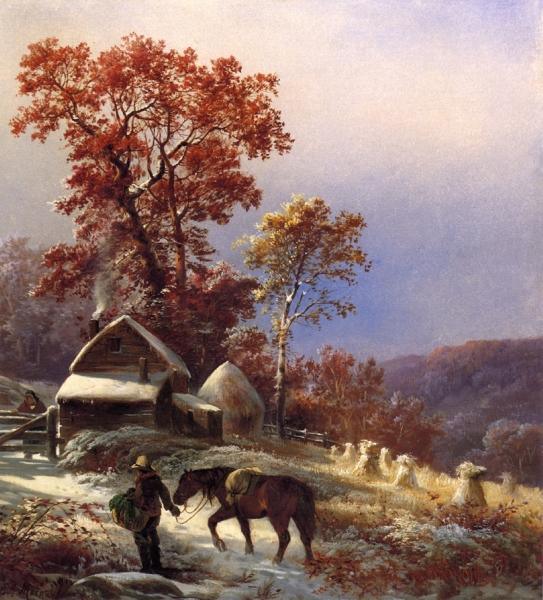 pintura Invierno En La Granja - Edward Moran