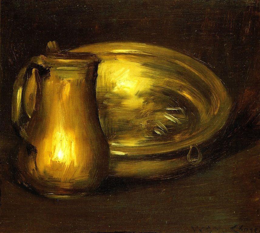 pintura Jarra De Cobre Y Cuenco De Latón - William Merritt Chase