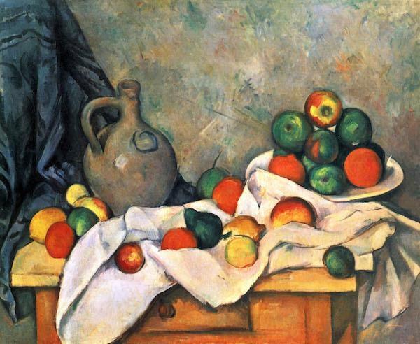 pintura Jarra De Cortinas De Bodegones Y Frutero - Paul Cezanne