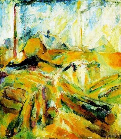 pintura La Construcción Del Patio De Madera - Aba