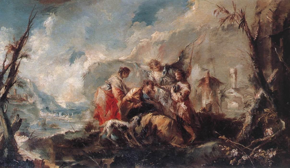 pintura La Curación De Tobías Padre - Giovanni Antonio Guardi