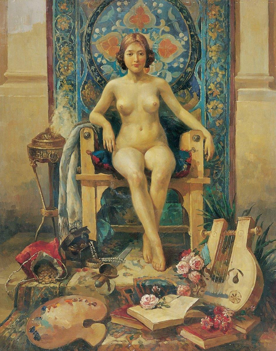 pintura La Modelo En El Estudio De Artistas - Hector Hanoteau