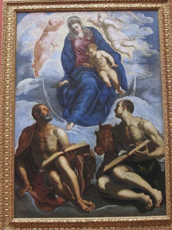 pintura La Virgen Con El Niño, San Lucas Y San Marcos - Tintoretto