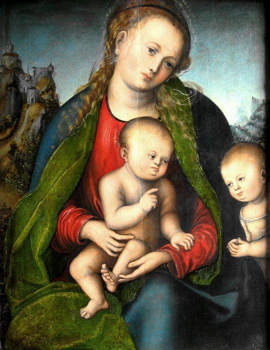 pintura La Virgen María Con El Niño Y San Juan Bautista - Lucas Cranach El Viejo