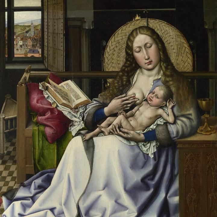 pintura La Virgen Y El Niño Antes De Una Chimenea - Robert Campin
