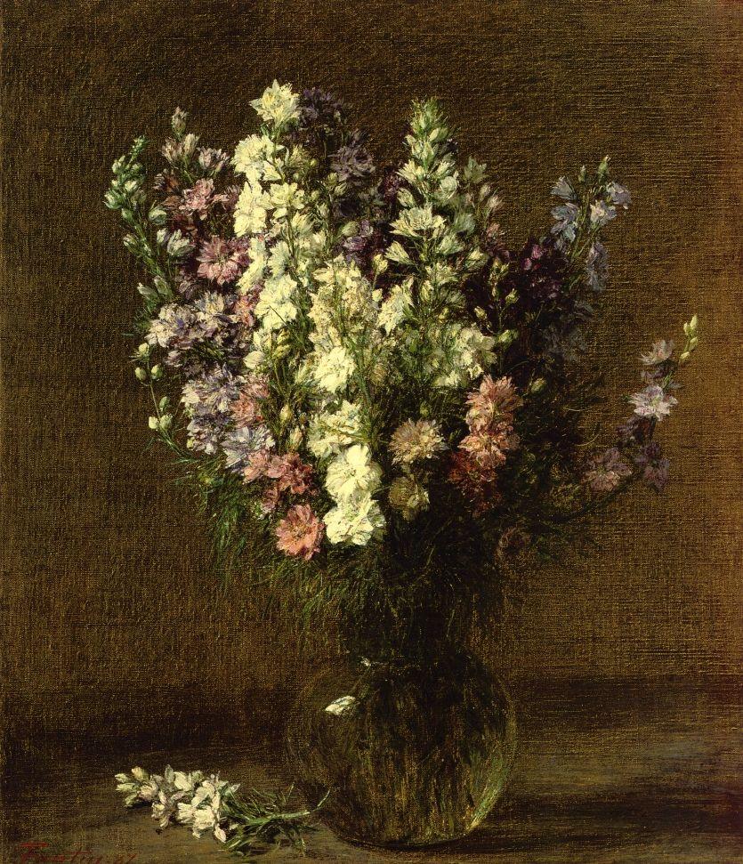pintura Larkspur - Henri Fantin Latour