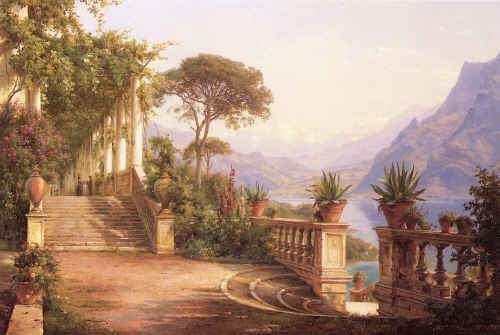 pintura Lodge En El Lago De Como - Carl Fredrik Aagard