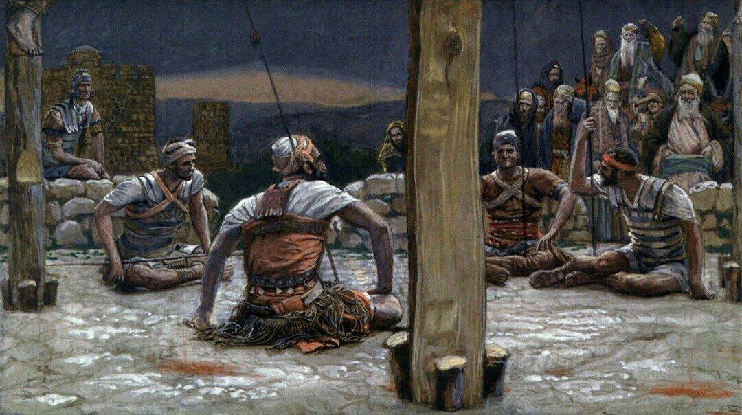 pintura Los Cuatro Guardias Se Sentaron Y Lo Miraron - James Tissot