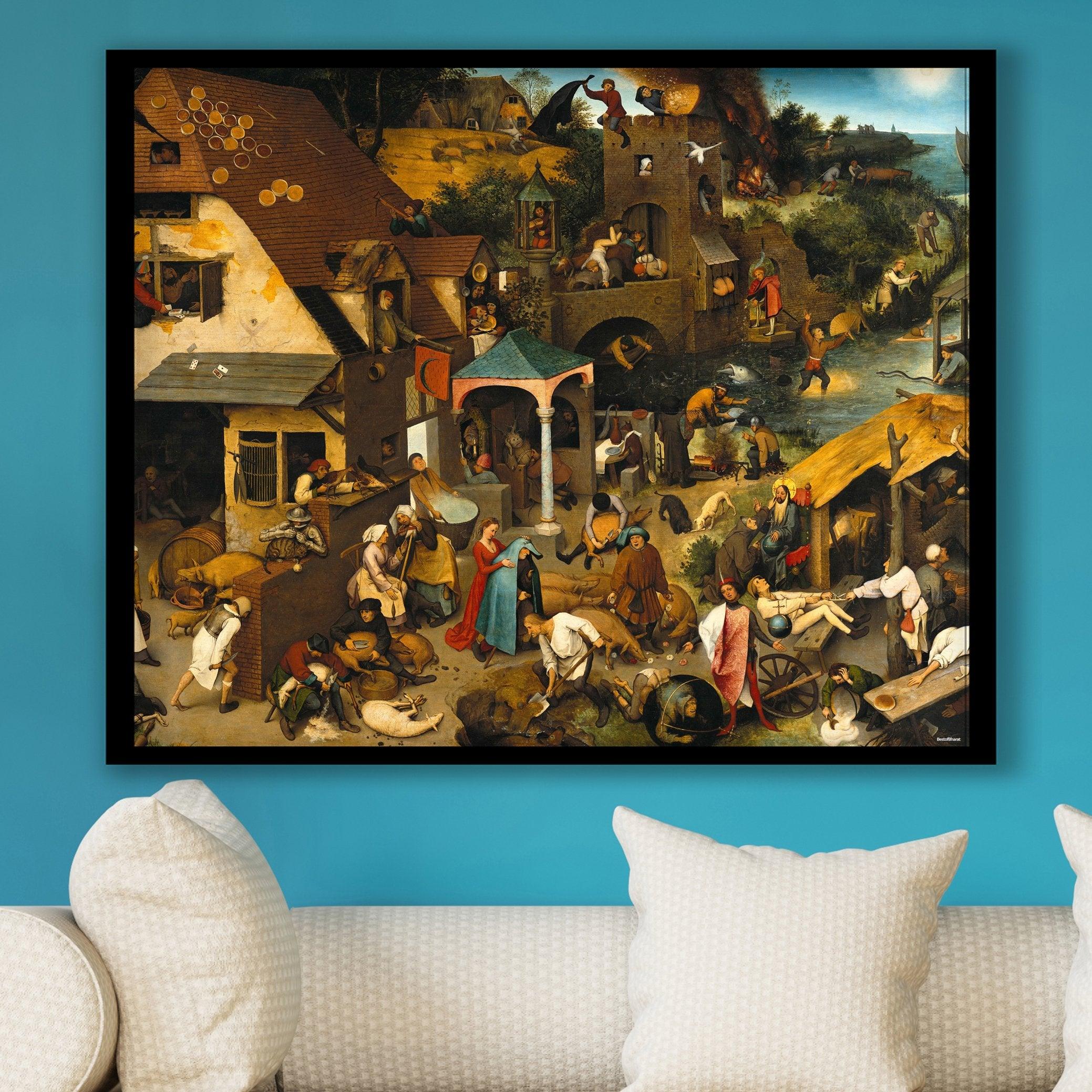 pintura Los Proverbios Flamencos (Los Proverbios Holandeses) - Pieter Bruegel El Viejo