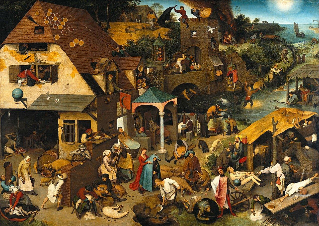 pintura Los Proverbios Flamencos (Los Proverbios Holandeses) - Pieter Bruegel El Viejo