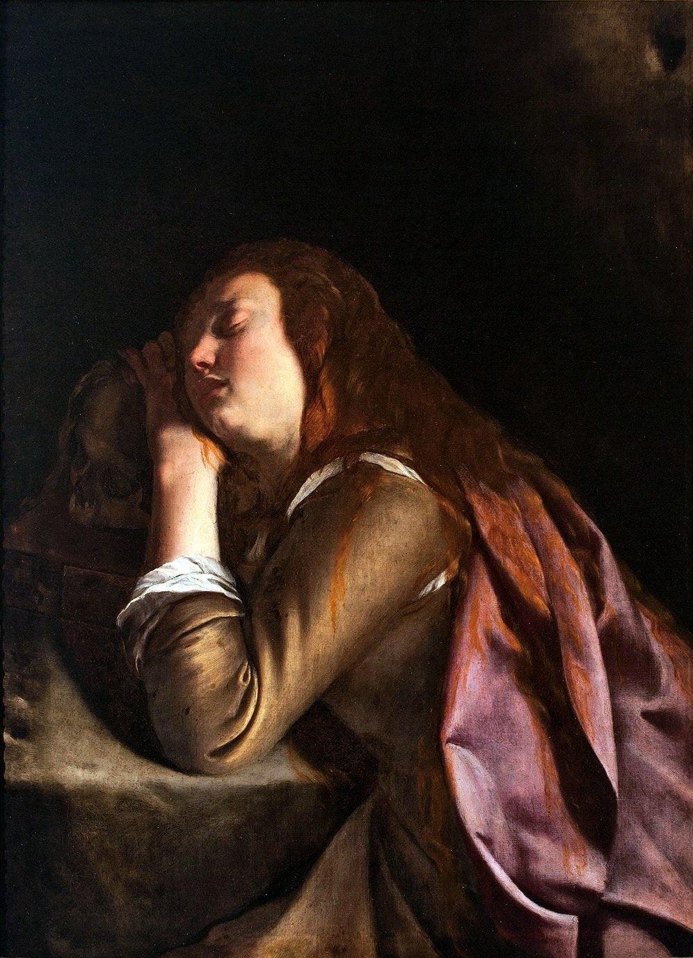 pintura Magdalena Penitente - Artemisia Gentileschi