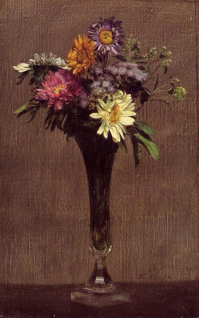 pintura Margaritas Y Dalias - Henri Fantin-Latour