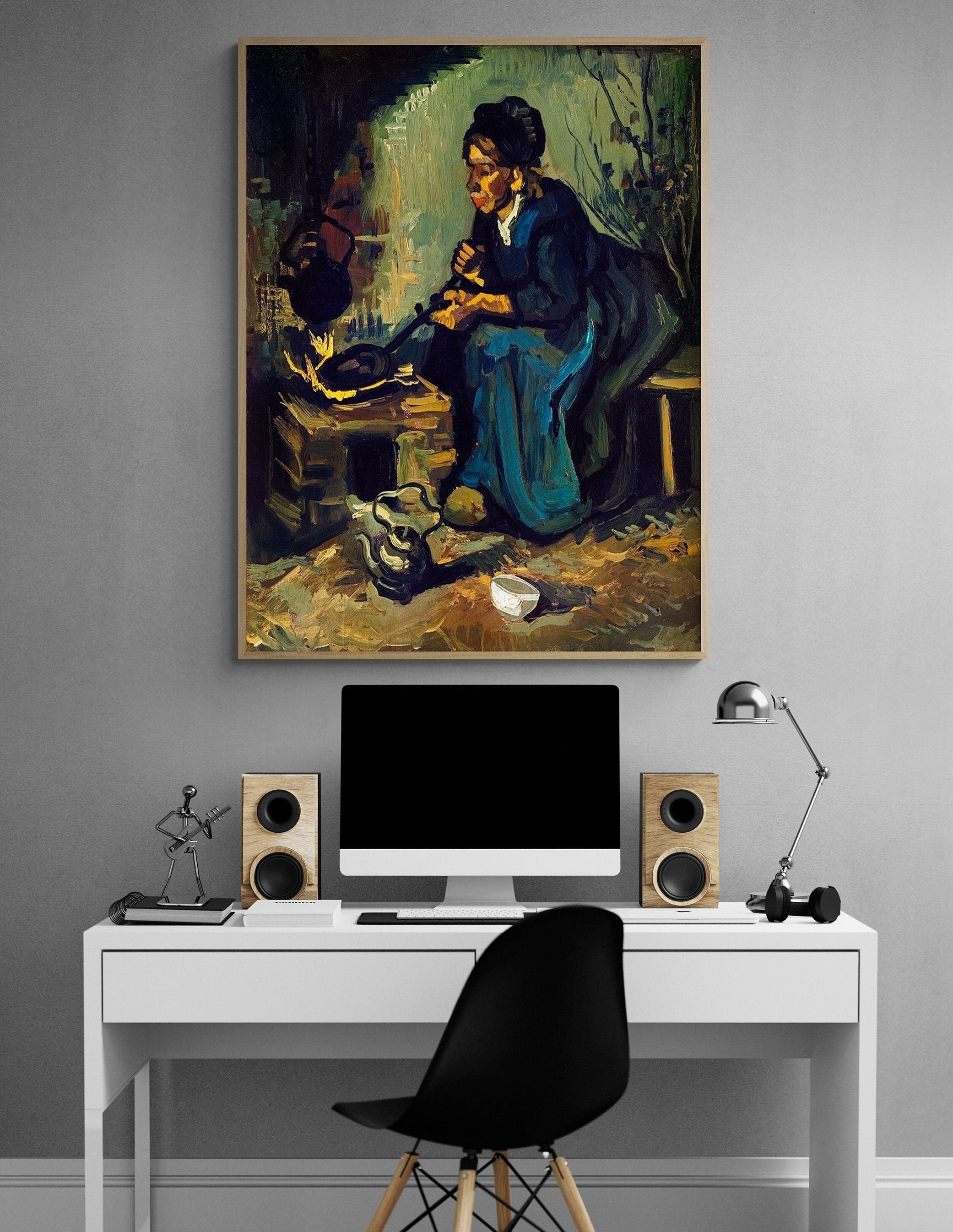 Mujer Campesina Cocinando Junto A Una Chimenea