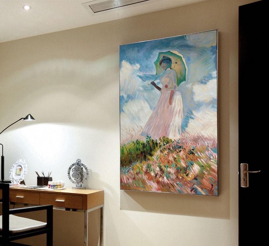 pintura Mujer Con Sombrilla Mirando a La Izquierda - Claude Monet