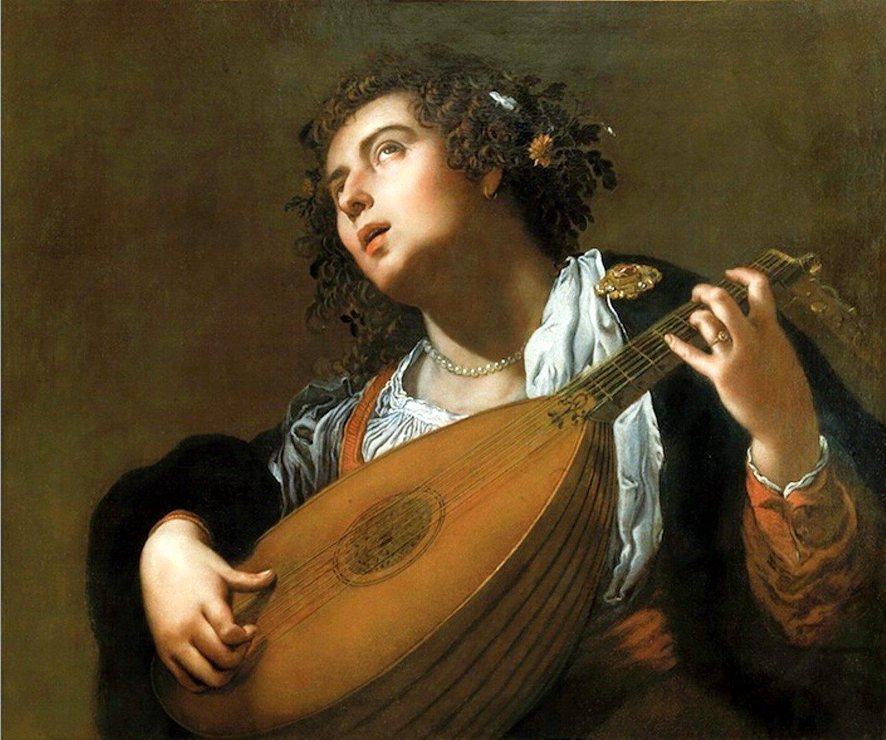 pintura Mujer Tocando Un Laúd - Artemisia Gentileschi