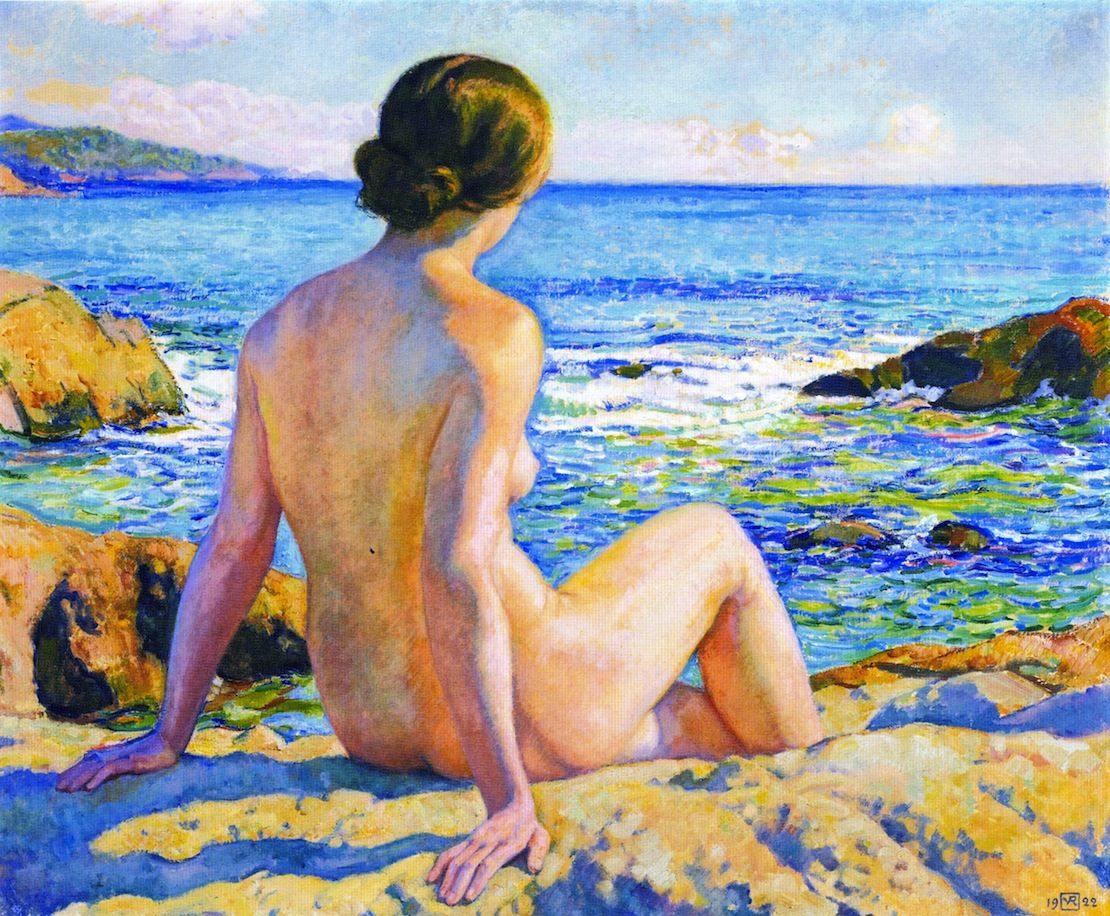 pintura Nadador Descansando - Theo Van Rysselberghe