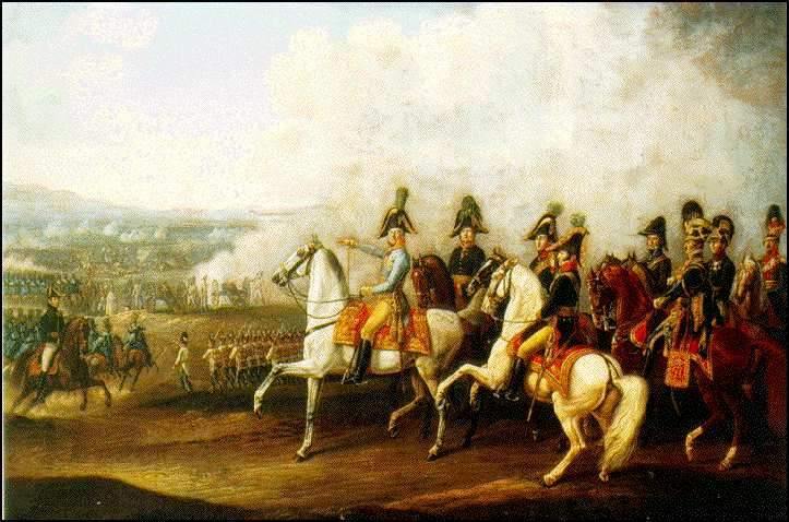 pintura Oficiales de Estado Mayor austriacos mirando - Adam Albrecht