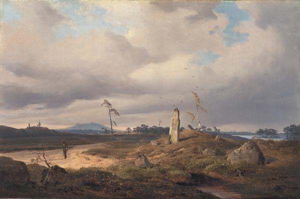 pintura Paisaje Con Piedra Rúnica - Achenbach Andreas