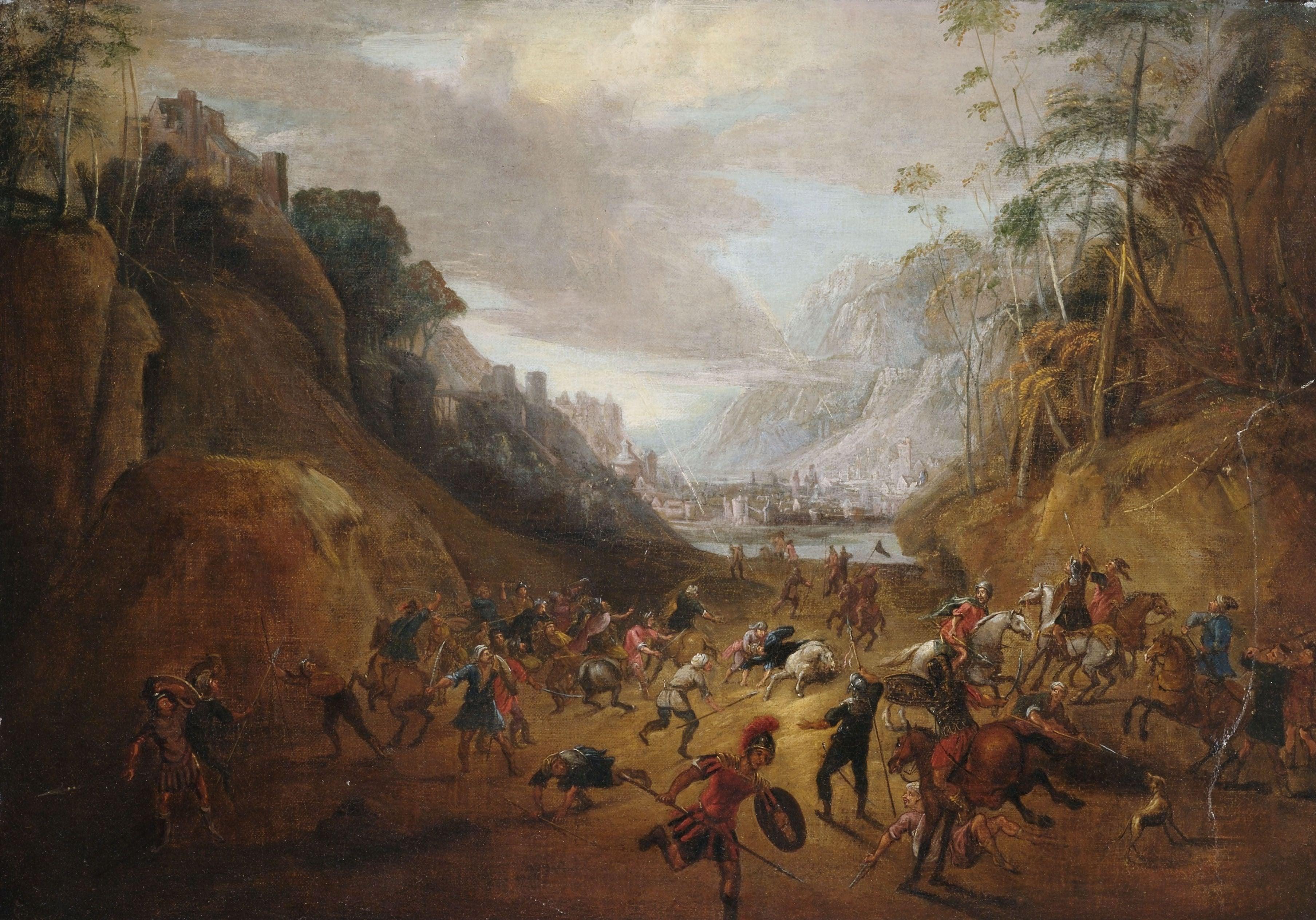 pintura Paisaje Con Una Escena De La Vida De La Conversión De Saulo - Gillis Van Coninxloo