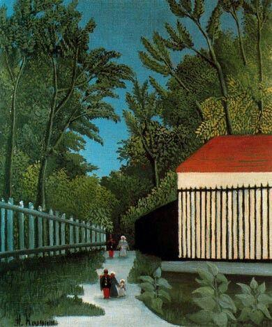 pintura Paisaje En El Parque De Montsouris Con Cinco Figuras - Henri Rousseau