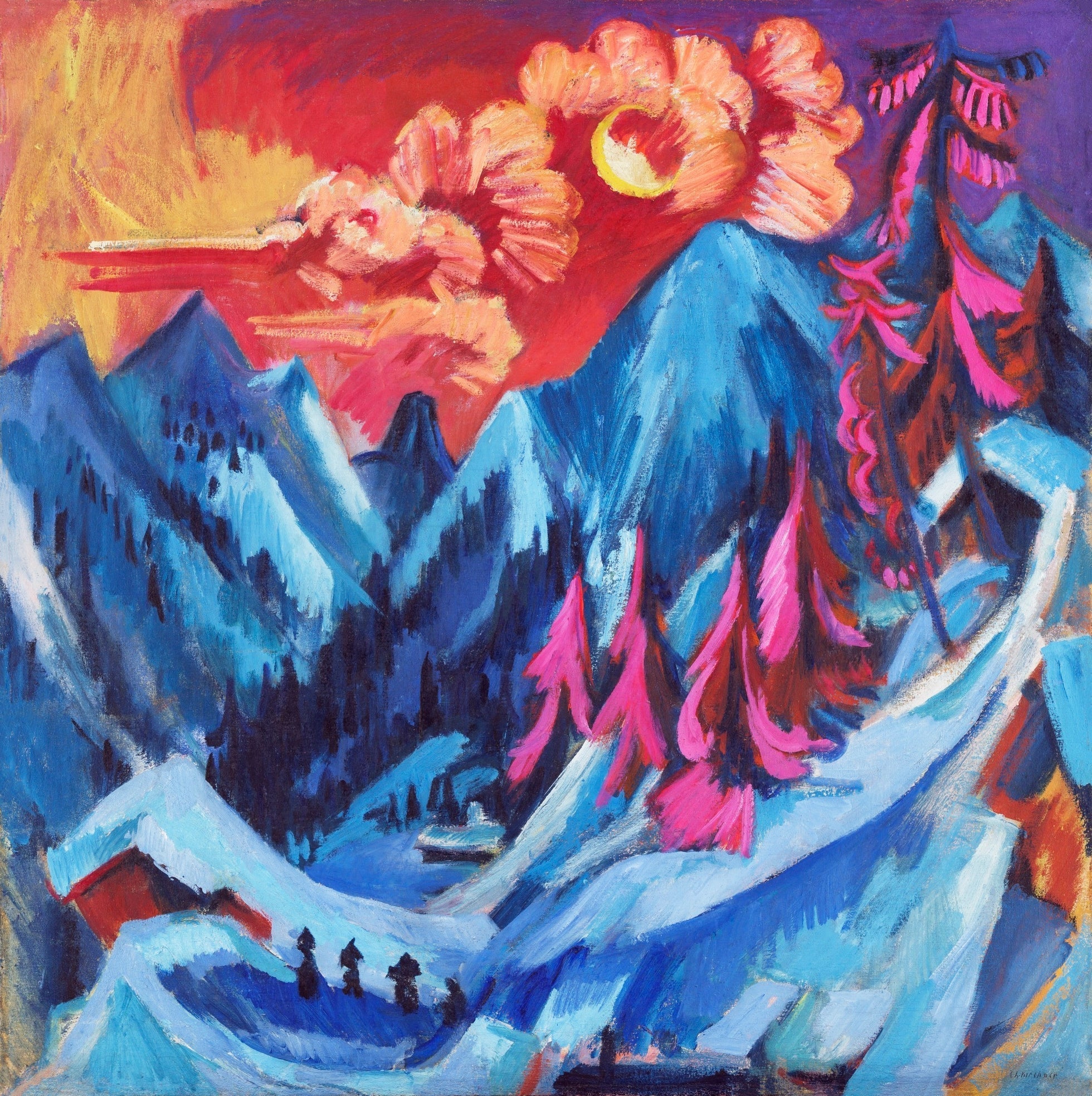 Paysage d'hiver au clair de lune