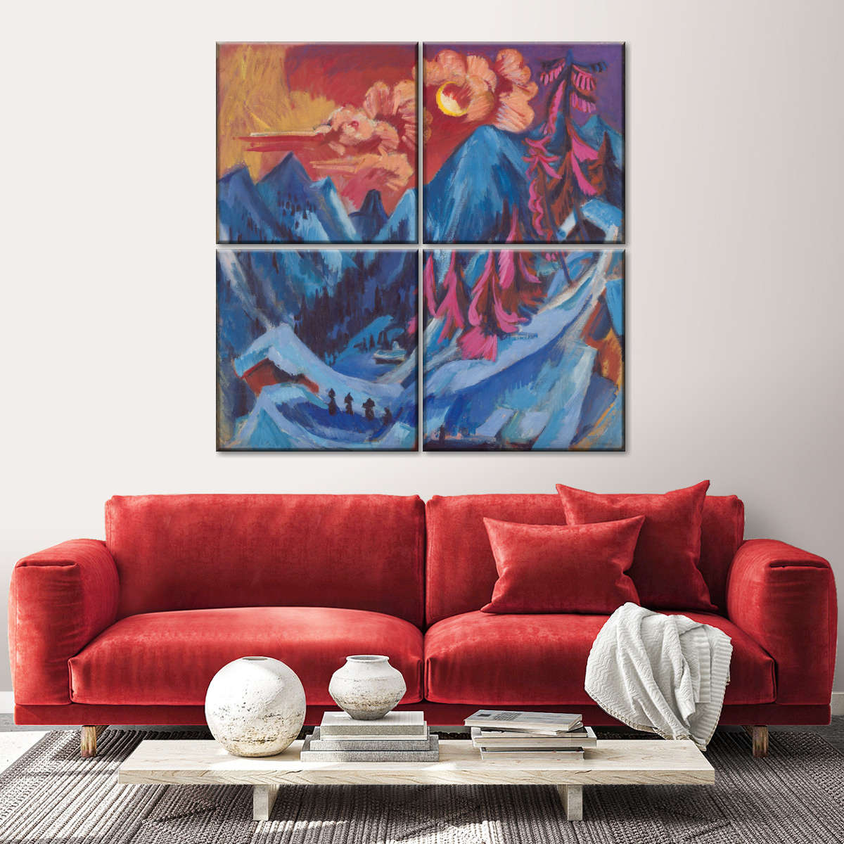 Paysage d'hiver au clair de lune