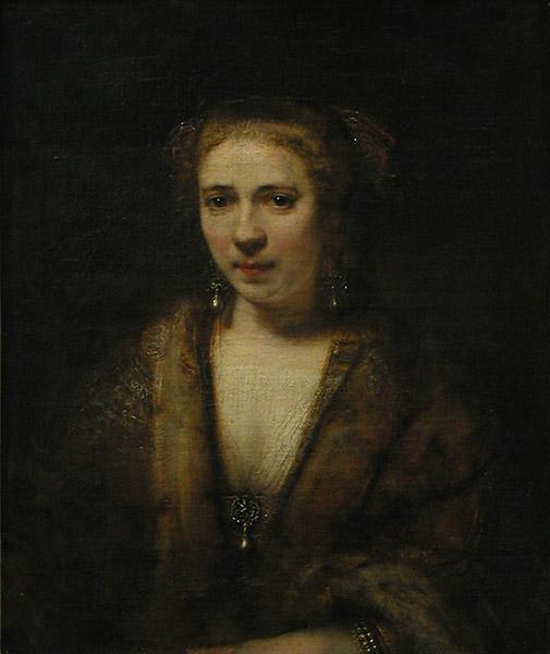 pintura Retrato De Hendrickje Stoffels Con Una Boina De Terciopelo - Rembrandt