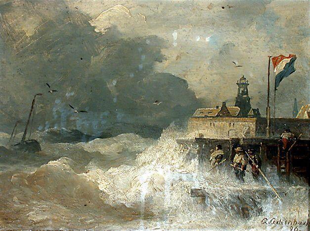 pintura Tormenta En La Costa - Achenbach Andreas