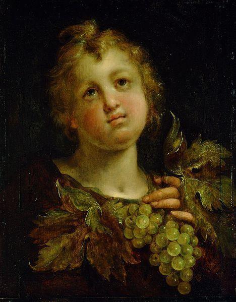 pintura Un Niño Con Uvas - Hans von Aachen
