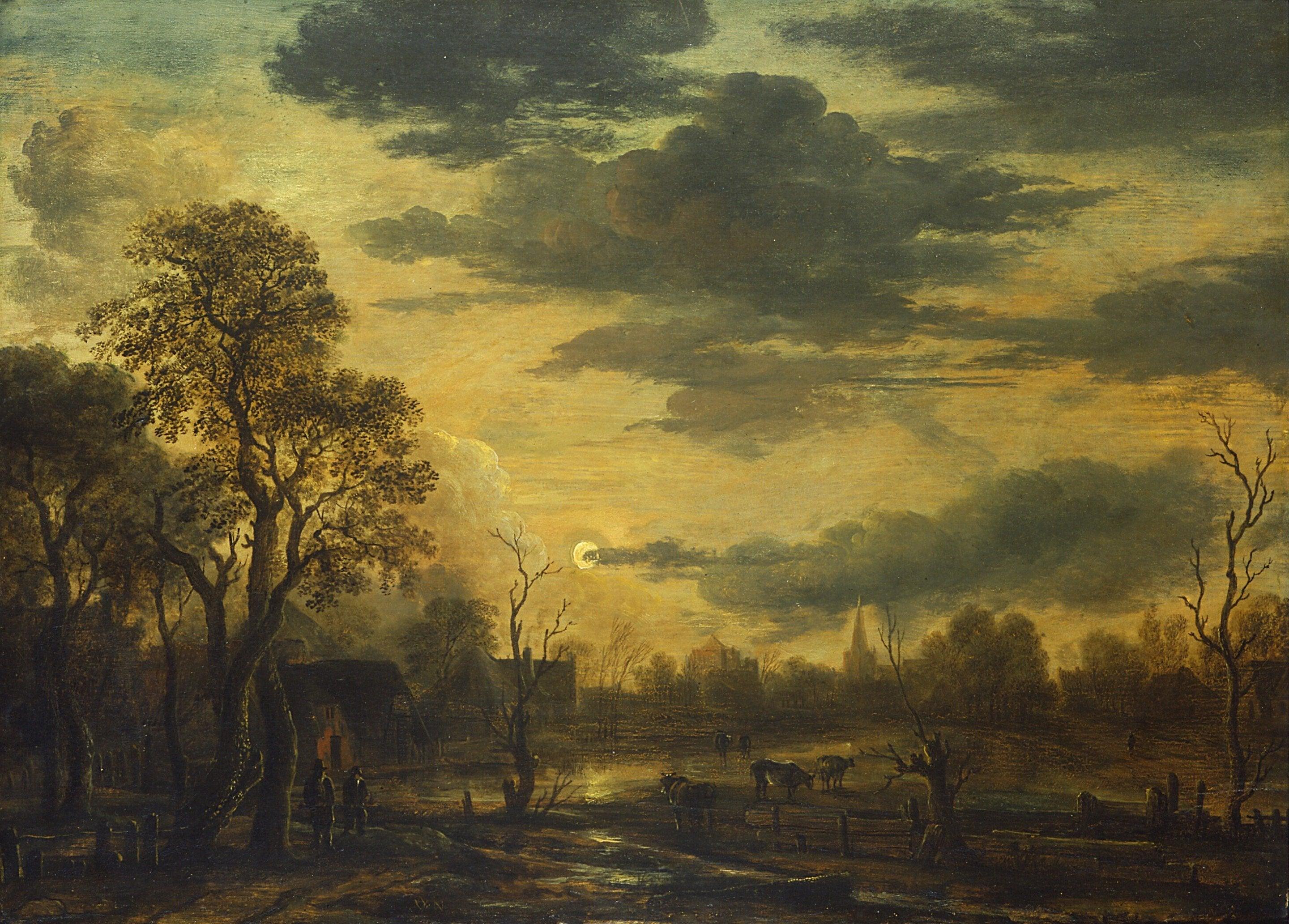 pintura Un Pueblo A La Luz De La Luna - Aert Van Der Neer