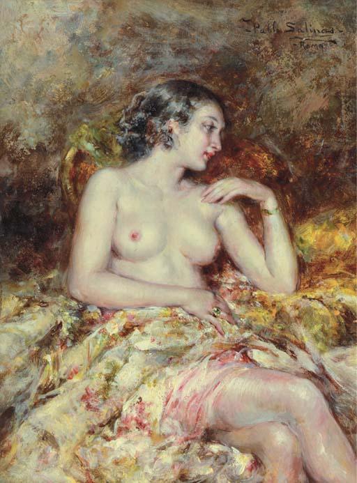 pintura Un Semidesnudo En Un Interior - Pablo Juan Salinas