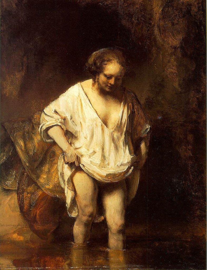 pintura Una Mujer Bañándose En Un Arroyo - Rembrandt