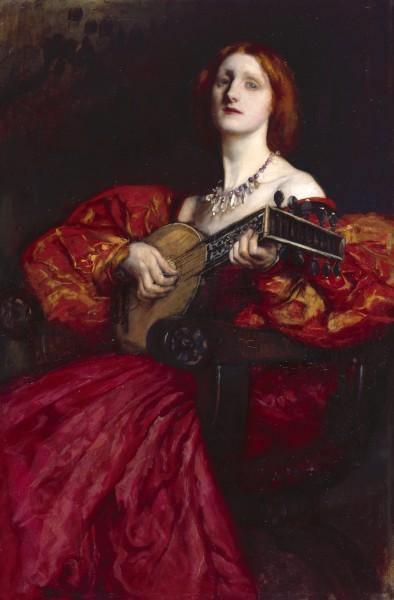 pintura Una Tocadora De Laúd 1899 (Un Laudista) - Edwin Austin Abbey