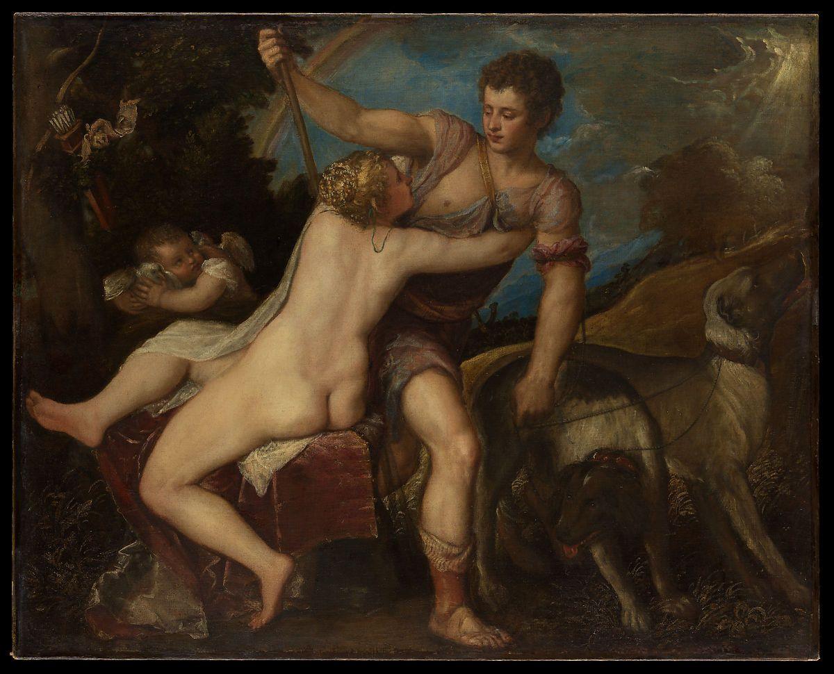 pintura Venus y Adonis - Tiziano