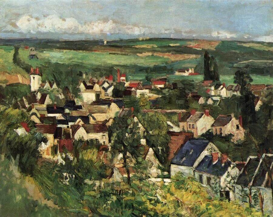 pintura Vista De Auvers - Paul Cezanne