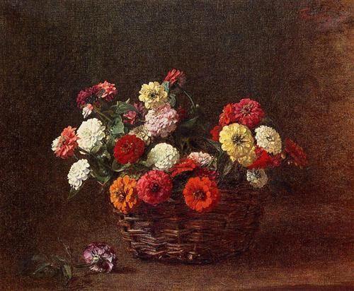pintura Zinnias - Henri Fantin-Latour