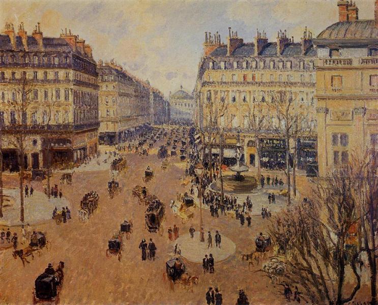 Place du Théâtre Francais - fin du soleil en hiver - 1898