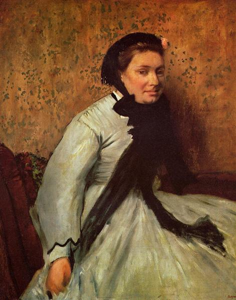 Porträt einer grau gekleideten Dame - 1865